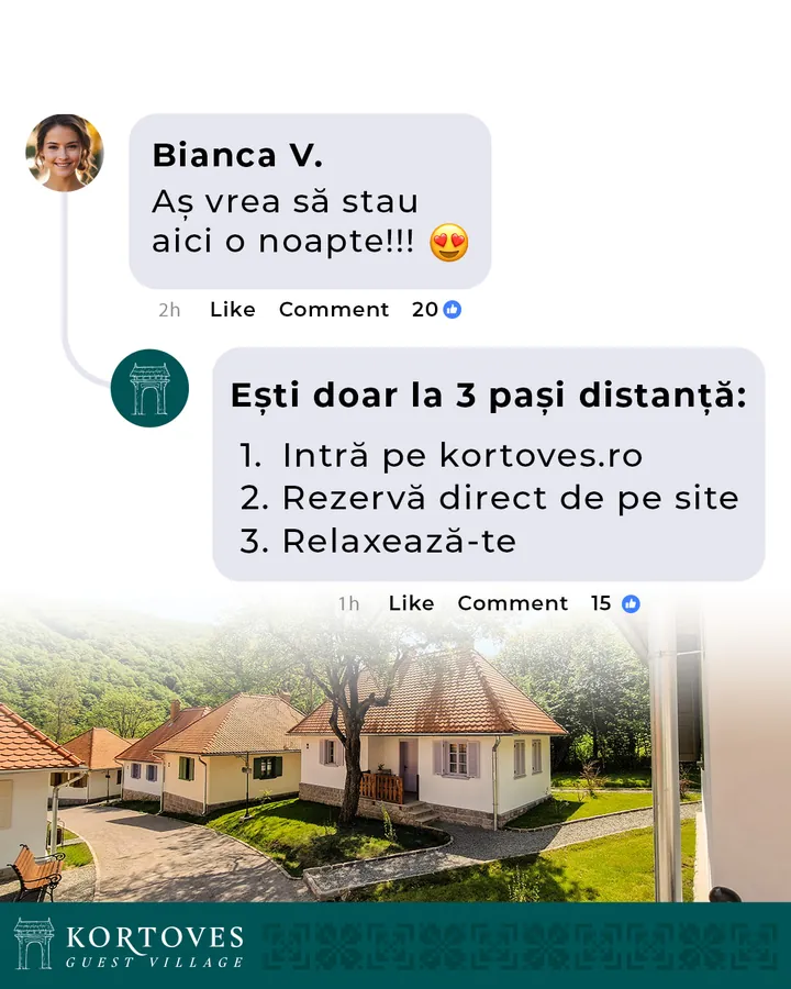 Facebook komment stílusú hirdetés kreatív vendégház foglalásra