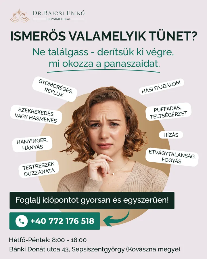 Magánklinika hirdetés kreatív tünetlistával, időpontfoglalásra